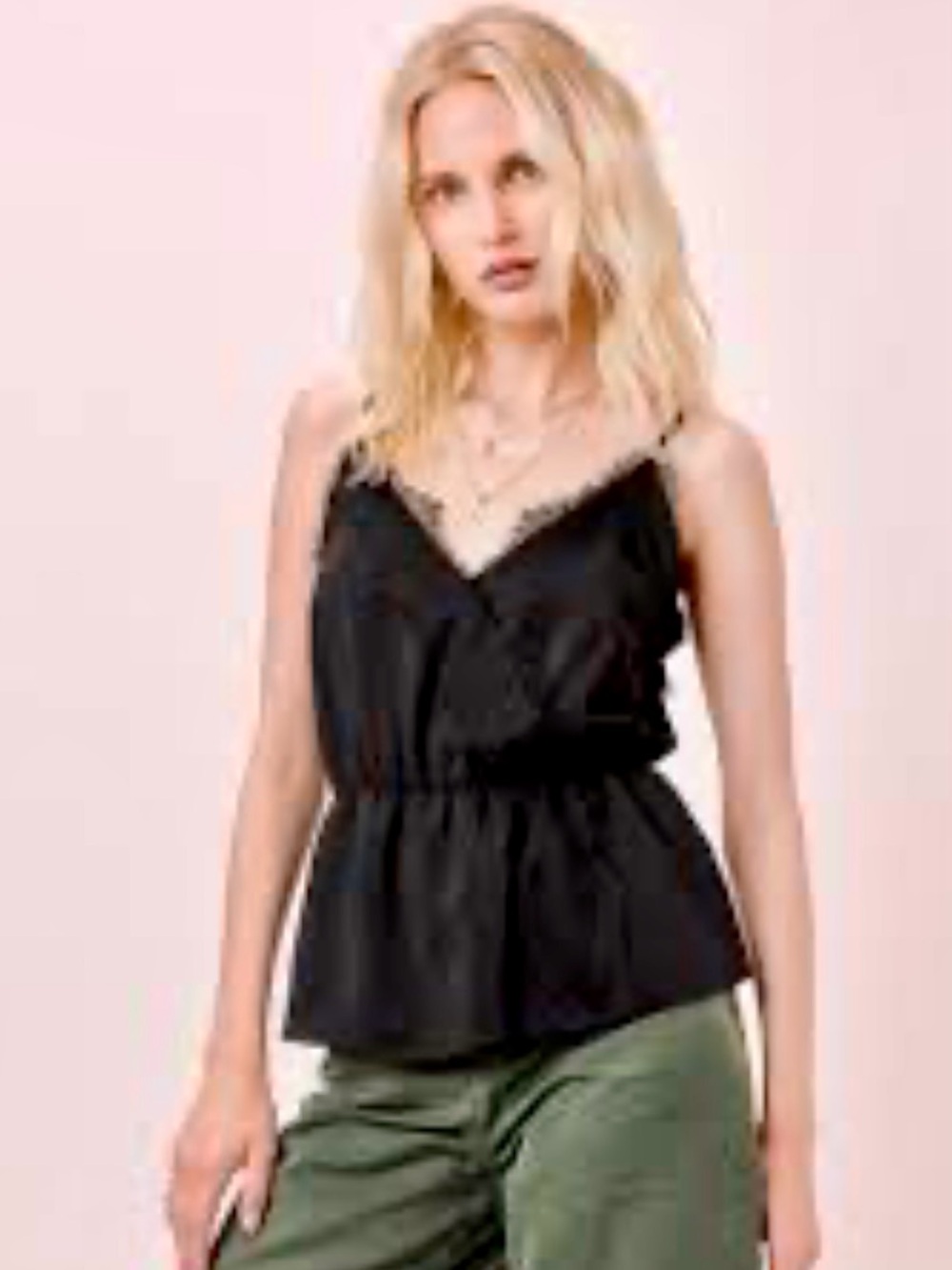 NWT Never worn lovestitch Black Lace-Trim Cinched Waist Cami